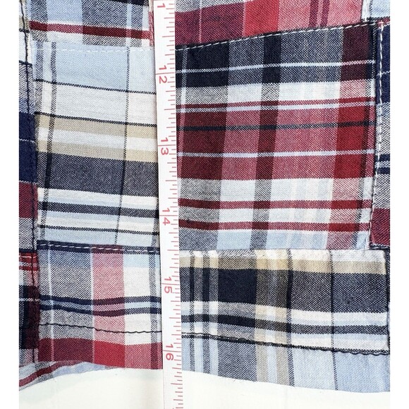 Ann Taylor LOFT Skirt Womens Size 6 Plaid Madras Patchwork Lined Cotton Red Blue - Picture 6 of 6